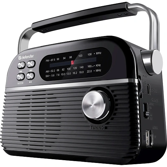 Радиоприемник Defender Vega 5Вт FM/AM/SW/BT/USB/TF/1200мАч