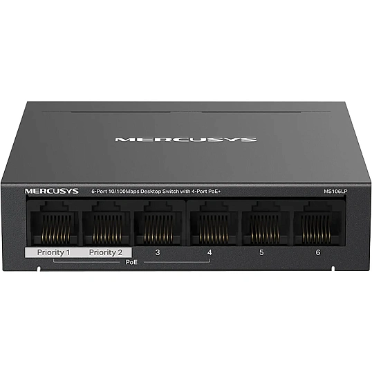 Коммутатор Mercusys MS106LP (L2) 6x100Мбит/с 4PoE+ 40W неуправляемый