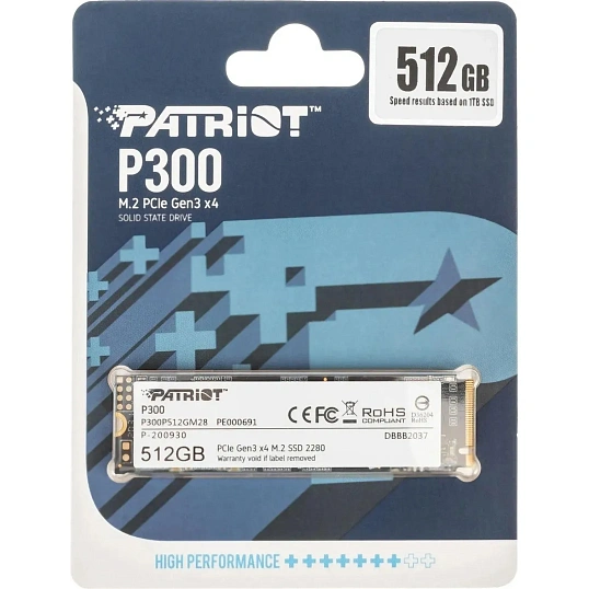 SSD накопитель Patriot PCIe 3.0 x4 512GB P300P512GM28 P300 M.2 2280