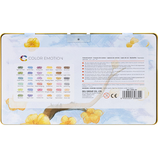 Карандаши цветные Deli EC00235 Color Emotion липа 36цв/наб. мет.кор