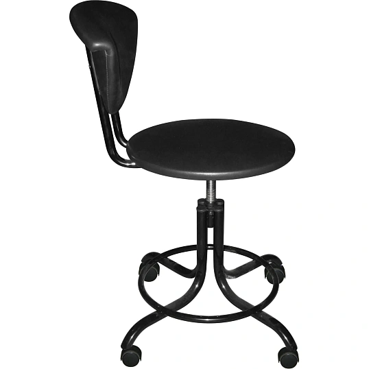 Стул ZM_ лабораторный  винтовое М101-05 черный, и/к черная на роликах