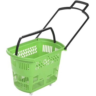 Корзина-тележка REK_Комус Мебель B35C.ECO.GR.BL 35л зелен. с чер.руч
