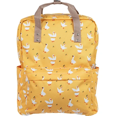 Рюкзак  Квадро Гуси,  желтый, 1 отд., 3 кармана,37х28х13