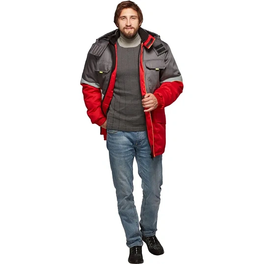 Куртка рабочая зимняя муж з43-КУ крас/сер (р.48-50) 182-188 (серия З)