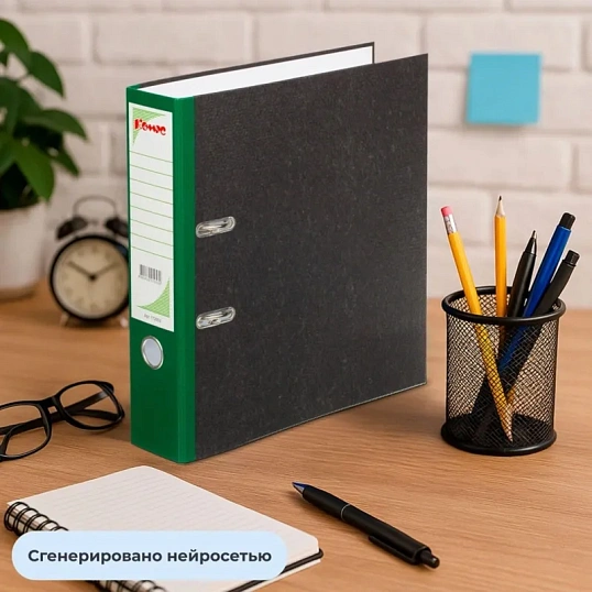 Папка-регистратор Комус мрамор.карт 75мм зел кореш ,бум/бум,карм.кор,мет.уг