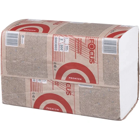 Полотенца бумажные д/дисп. FOCUS Premium Z-сл 2 сл 24х20см 200л/12пач/уп