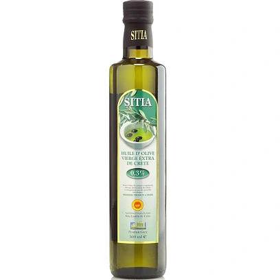 Масло Sitia Extra virgin olive oil оливковое нераф в/к  0,3% ст/б, 0,5л
