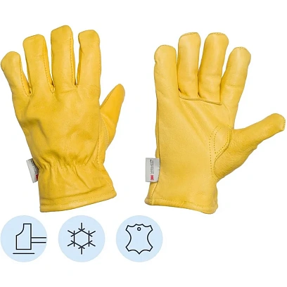 Перчатки защитные ДИГГЕР кожаные желтые КРС на ТИНСУЛЕЙТЕ р.10,5 (утепл)