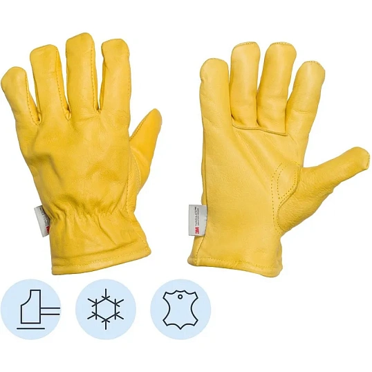 Перчатки защитные ДИГГЕР кожаные желтые КРС на ТИНСУЛЕЙТЕ р.10,5 (утепл)