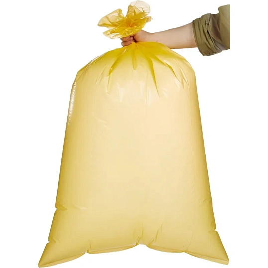 Мешки для мусора ПВД 120л 35мкм 10шт/рул желт 70х110см, Премиум