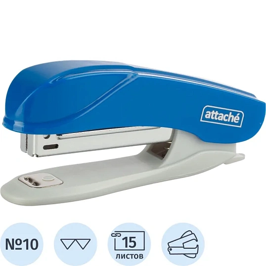 Степлер Attache Pulse (№10) до 15 листов, антистеплер, пластик, синий