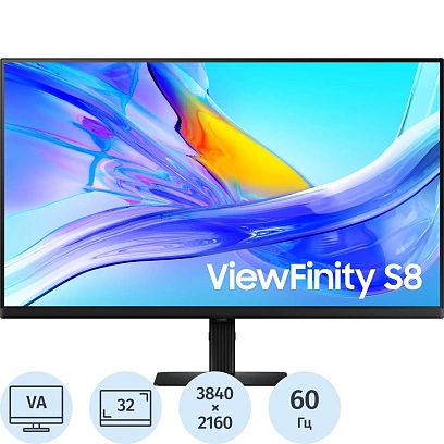 Монитор Samsung 32 LS32D804UAIXCI 4K/VA/60Гц/DP/HDMI/USB/USB-C/LAN, HAS