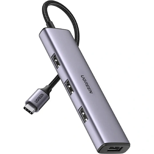 Разветвитель USB Ugreen CM473 (20841) USB-C to 4xUSB 3.0 Hub. серый