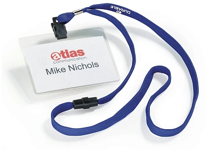 Бейдж DURABLE D8139 (60х90мм, горизонтальный, синий ремешок, 10шт/упак)