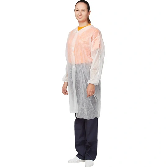 Халат на липучках KLEVER (20 гр) XXL белый, Р144110П20Л3ЦБ (10 шт/упак)