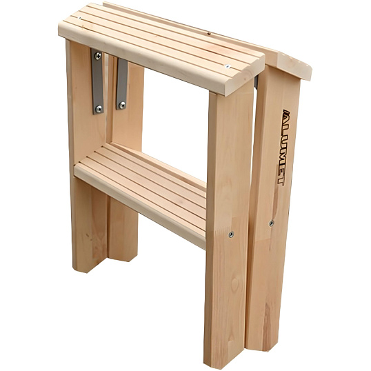 Стремянка деревянная двусторонняя с широкими ступенями 2х2 ступени