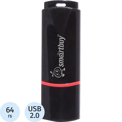 Флеш-память Smartbuy Crown, 64Gb, USB 2.0, чер, SB64GBCRW-K