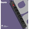 Сетевой фильтр Buro BU-SP1.8_USB_2A-B 1.8м (6 розеток) черный