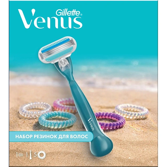 Подарочный набор GILLETE VENUS бритва безопас 1смен касс+резинка д/волос