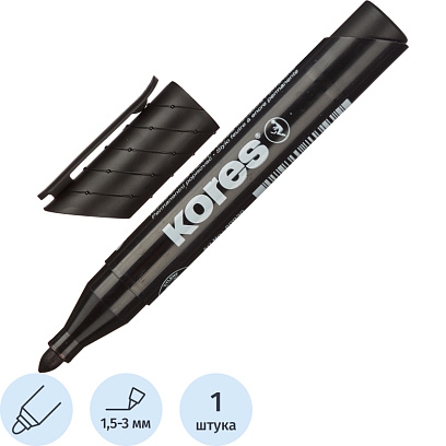 Маркер перманентный KORES черный 1,5-3мм круглый наконечник 20930