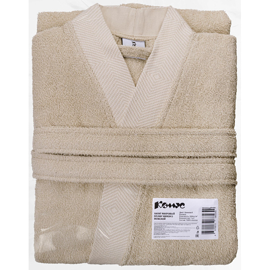 Халат Махровый Мужской  DELRAY Кимоно бежевый, L-XL,300 гр/м2