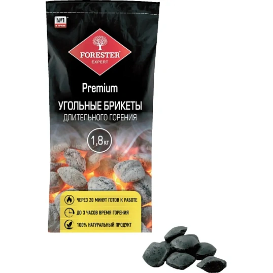 Брикет древесно-угольные длит горения для розжига, Forester,1,8кг, BC-930