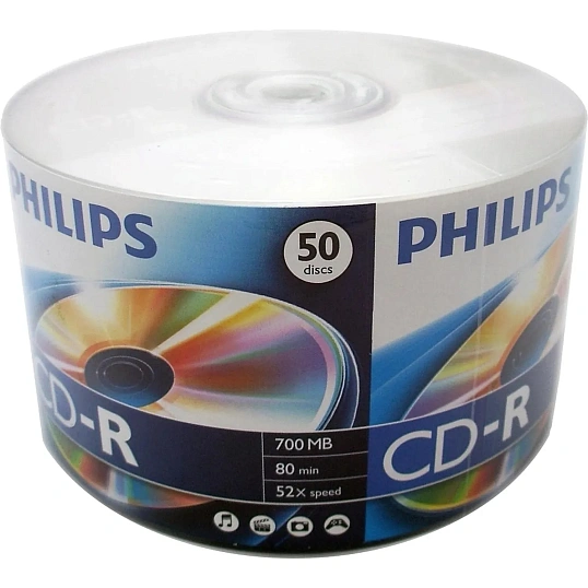 Носители информации CD-R Philips(CR7D5SB50/97)700 Mb, 52х, Cake Box 50шт/уп