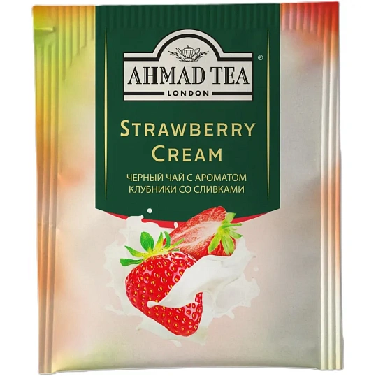 Чай Ahmad Tea Строуберри Крим, черный, пакетики в конвертах, 100x1,5г/уп