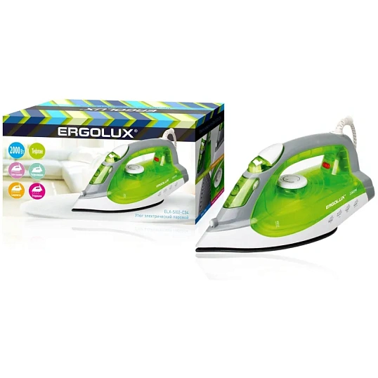 Утюг ERGOLUX ELX-SI02-C34 салатов. (паровой, тефлон, 2000Вт, 220-240В)