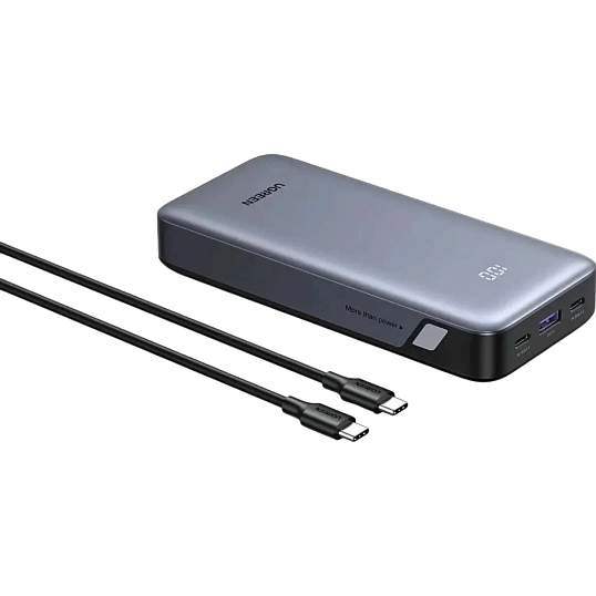 Внешний аккумулятор UGREEN PB532 (55989B)20000mAh,2USB-C&A 30W,серый космос