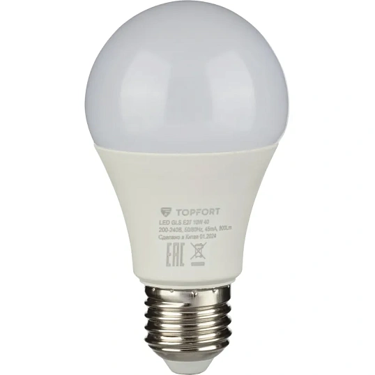 Лампа светодиодная Topfort E27 10W 4000K груша