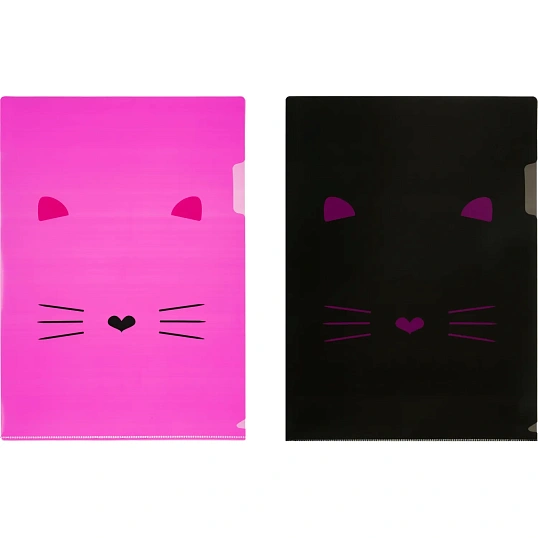 Папка уголок А4 Kitty 2 шт/уп (1 роз., 1 черн)