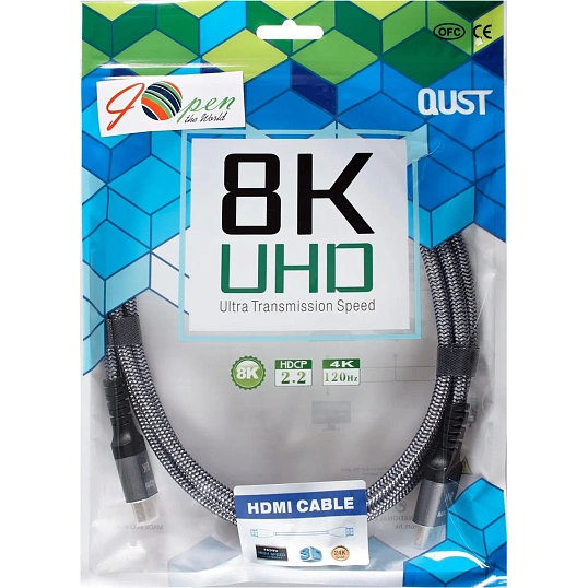 Кабель HDMI 19M/M,ver. 2.1 8KX60Hz (Econom) оплетка 2m iOpen <ACG859A-2.0