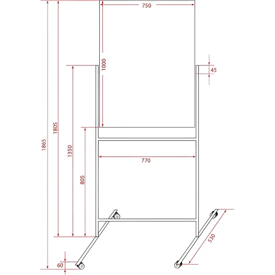 Доска магнитно-маркерная 100х75 BoardSYS Twist, мобильн., поворотн