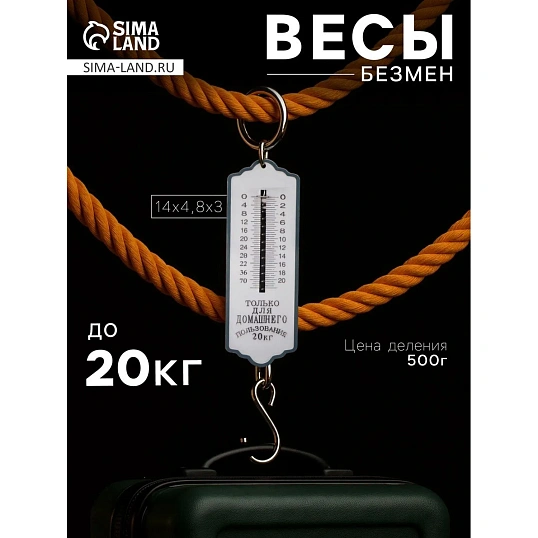 Весы -безмен Luazon, механические, до 20 кг, цена деления 500 г, синие