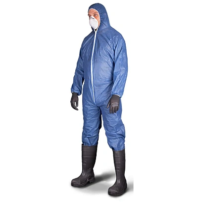 Комбинезон однораз. защит с капюш Zonegard голубой р-р XXL (EPB428)