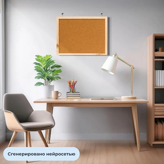 Доска пробковая 30х40 Элементари, деревян.рама
