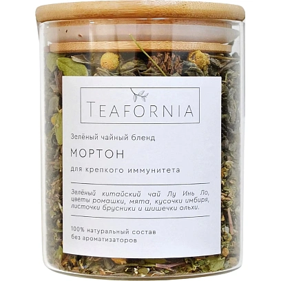 Чай Teafornia зелёный с добавками Мортон, стекло большое, 110г