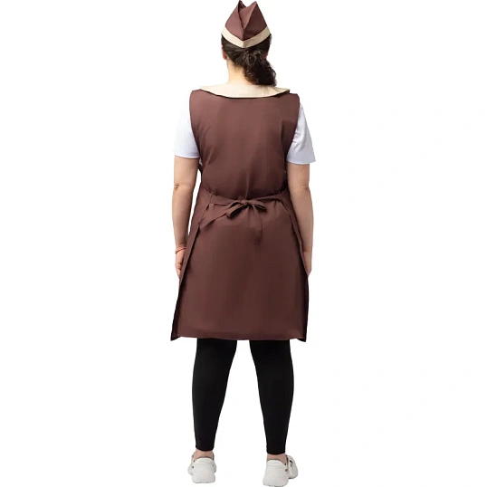 Фартук сарафан Маркет Профи с пилоткой всеразмерный цв. шок/беж
