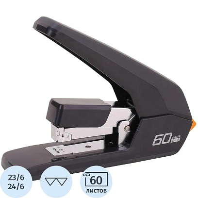 Степлер Deli E0465BLACK Expert 24/6 26/6 23/6 23/8 23/10(60л)сниж усил черн