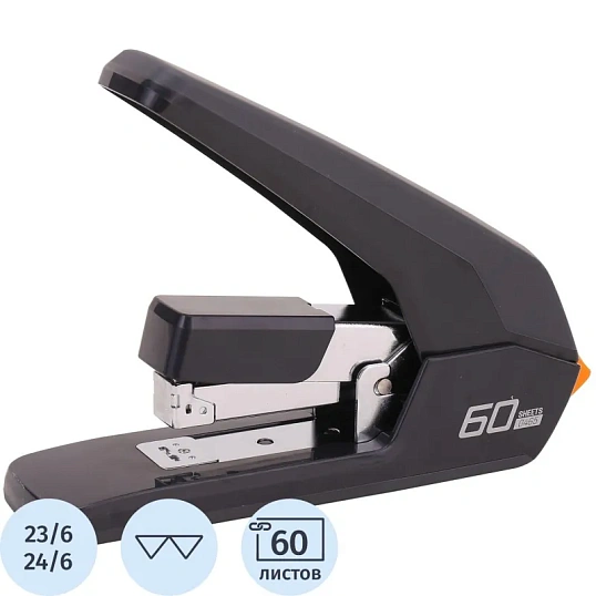 Степлер Deli E0465BLACK Expert 24/6 26/6 23/6 23/8 23/10(60л)сниж усил черн