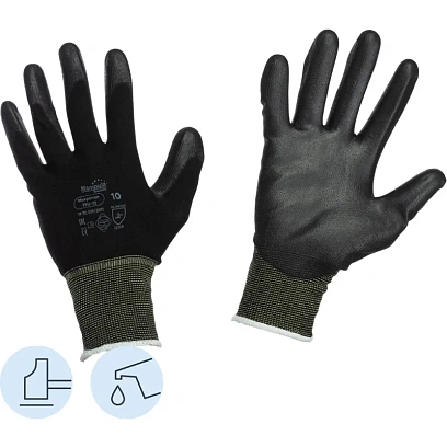 Перчатки защитные нейлон с п/у черный Manipula МИКРОПОЛ (TPU-12/MG-161)р.10