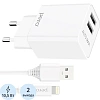 Зарядное устройство сет. PERO TC02 2USB 2.1A c каб. Lightning белый