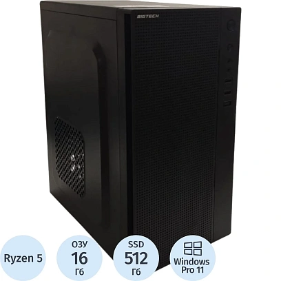 Системный блок Bigtech AMD Ryzen 5 5600X/A520M/16GB/RTX3050 6GB/SSD512/W11P