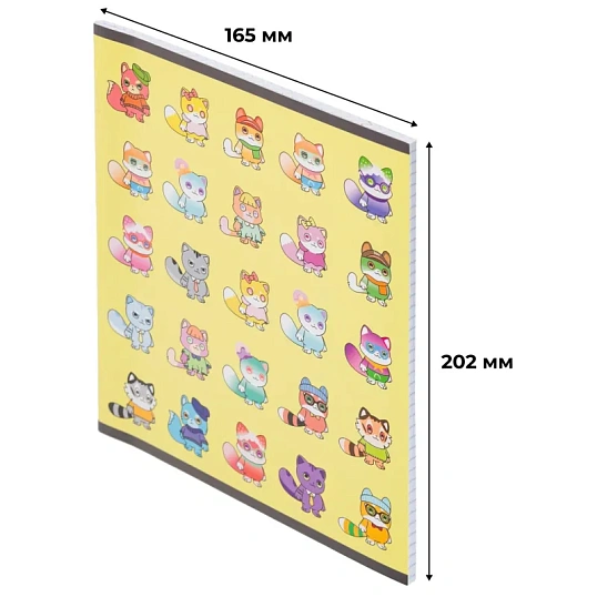 Тетрадь общая А5 48л NFT Котики желт ,клет,скреп, ВД-лак