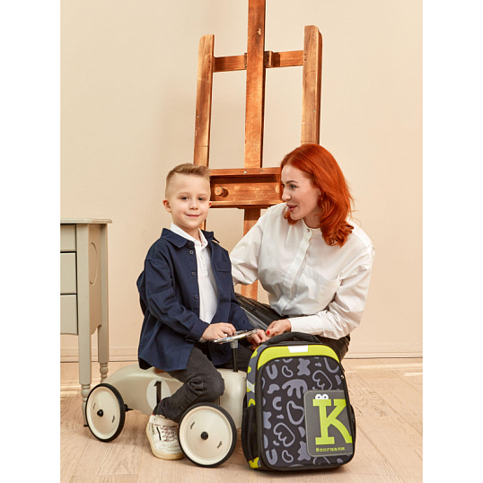 Ранец Комус Класс Stright Casual Погнали, серый,2 отд, эргоном. Спинка