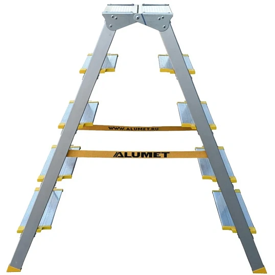 Стремянка двухсторонняя алюминиевая анодированная, 5 ст., ALUMET