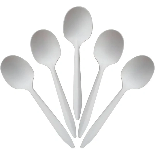 Ложка одноразовая 140 мм, бел.,кукурузный крахмал, 50 шт/уп GREEN MYSTERY