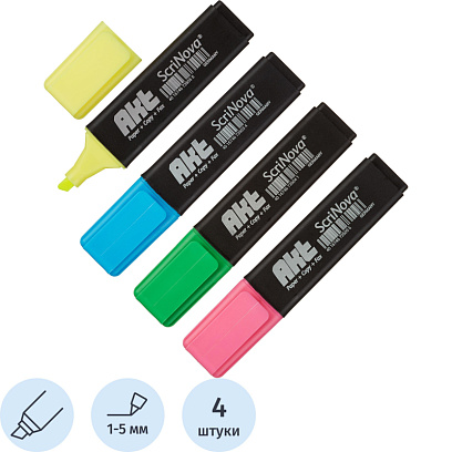 Набор текстовыделителей ScriNova Akt набор 4 цв. 1-5 мм