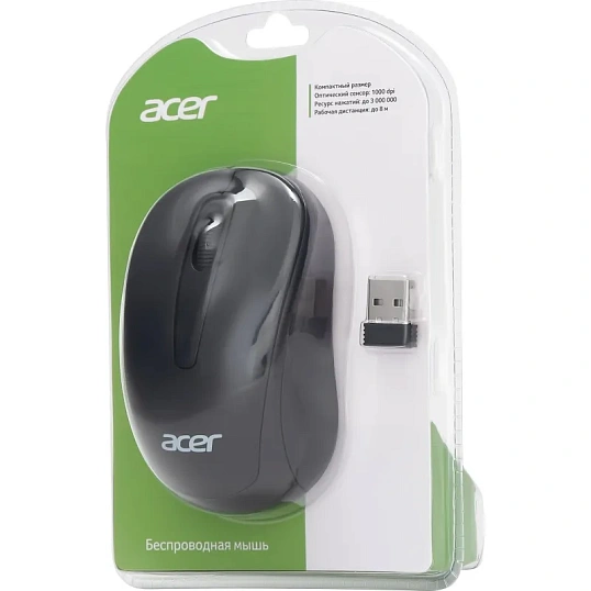 Мышь компьютерная Acer OMR133 черн. оптич. 1000dpi/2but беспровод. USB